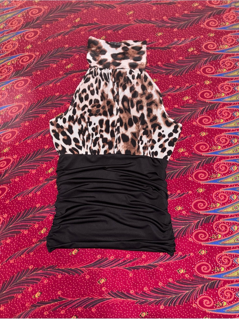 bebe Brown and Black Leopard Halter Top